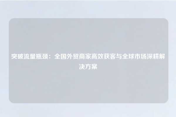 突破流量瓶颈:全国外贸商家高效获客与全球市场深耕解决方案
