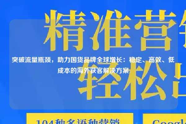 突破流量瓶颈,助力国货品牌全球增长:稳定、高效、低成本的海外获客解决方案