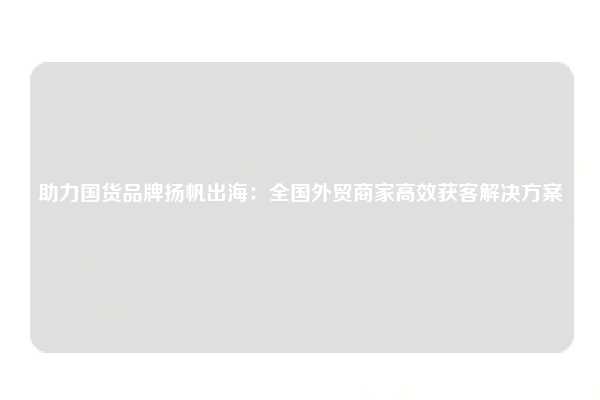 助力国货品牌扬帆出海:全国外贸商家高效获客解决方案