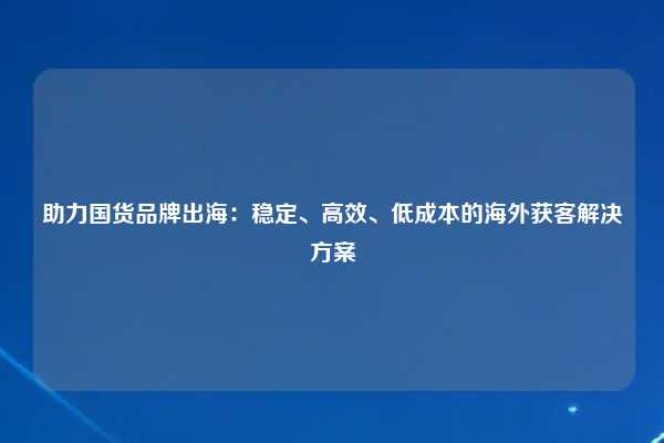 助力国货品牌出海:稳定、高效、低成本的海外获客解决方案