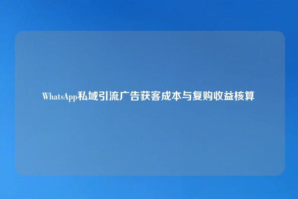 WhatsApp私域引流广告获客成本与复购收益核算