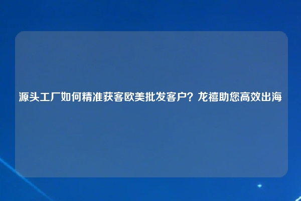 源头工厂如何精准获客欧美批发客户？龙禧助您高效出海