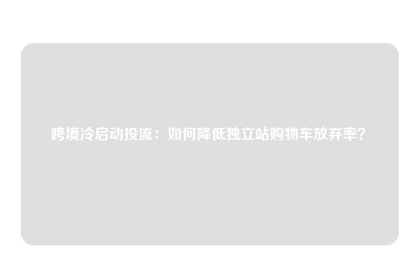 跨境冷启动投流：如何降低独立站购物车放弃率？