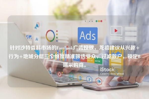 针对沙特香料市场的Facebook广告投放,龙禧建议从兴趣+行为+地域分层三个维度精准筛选受众,过滤散户,锁定B端采购商。